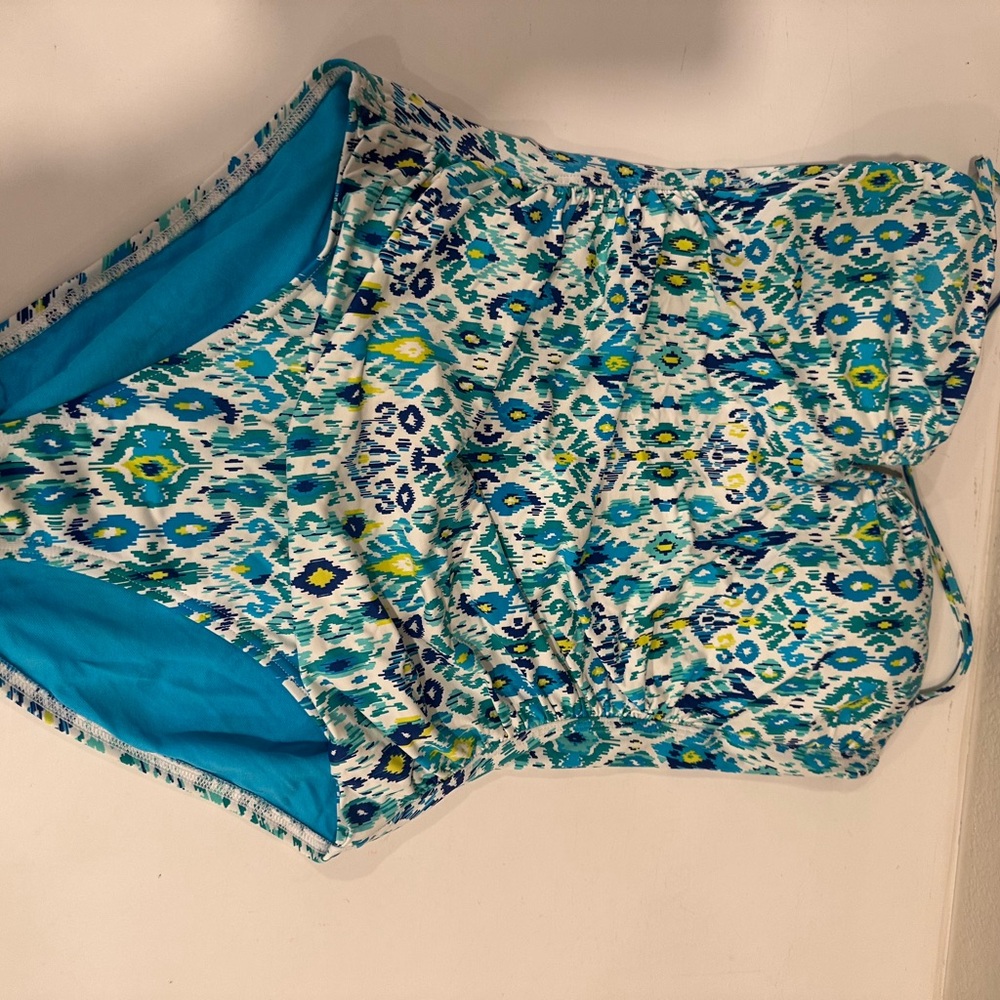 Tommy Bahama Blue and Green Patterned One Piece Swimsuit
